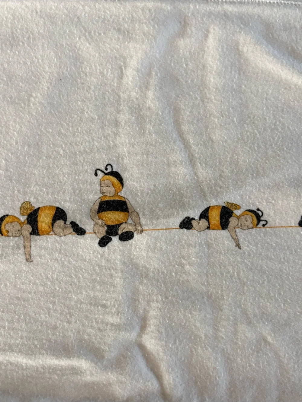 2007 Anne Geddes Baby Blanket Bumble Bee Babies Yellow White Striped‎ 27”x35.5”